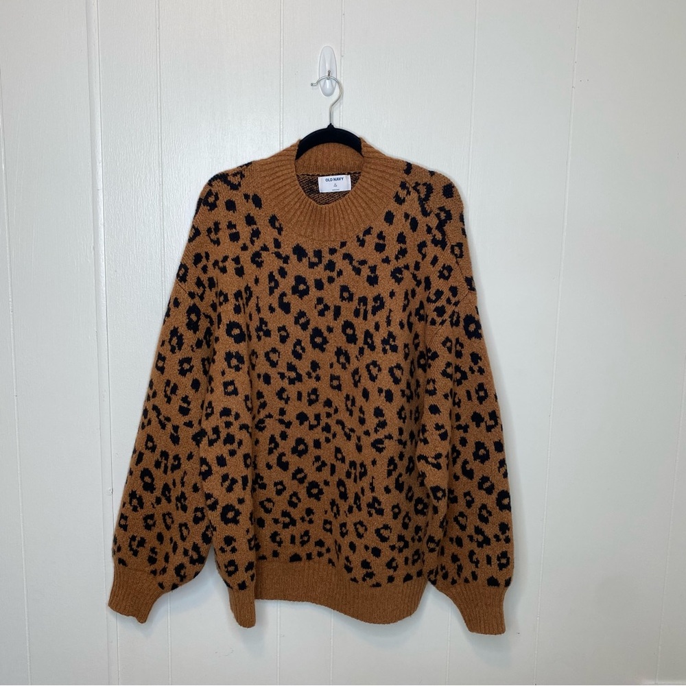 Old Navy Leopard print sweater Size 2X Plus mock neck.